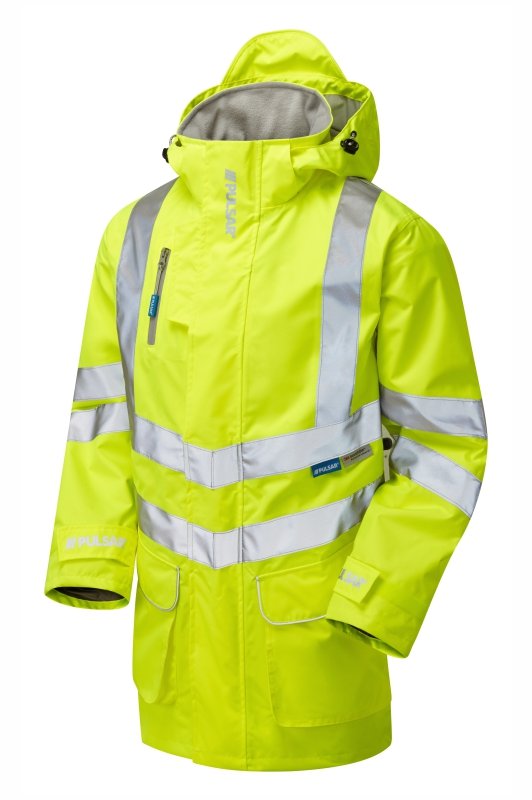 Hi-Vis Mesh Lined Storm Coat Yellow Waterproof P421-YEL