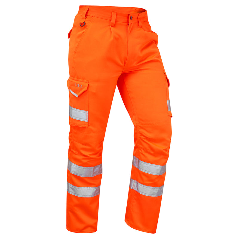 Leo BIDEFORD Hi-Vis Orange Cargo Work Trousers Class 1 CT01-O-LEO