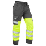 Leo BIDEFORD Hi-Vis Yellow/Grey Cargo Work Trousers Class 1 CT01-Y/GY-LEO