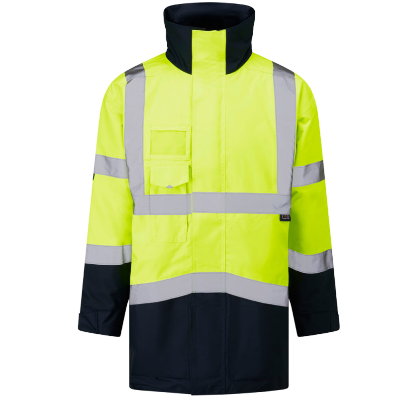 Leo MARWOOD Hi-Vis Yellow Navy Waterproof Coat A03-Y/NV-LEO