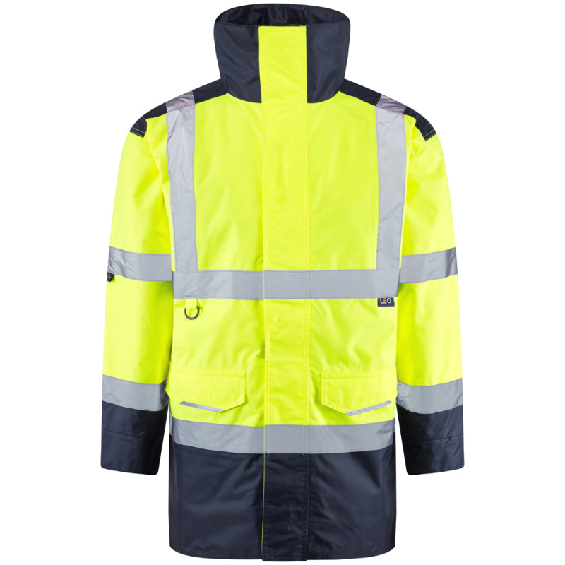 Leo TAWSTOCK Hi-Vis Yellow Navy Waterproof Coat A01-Y/NV-LEO
