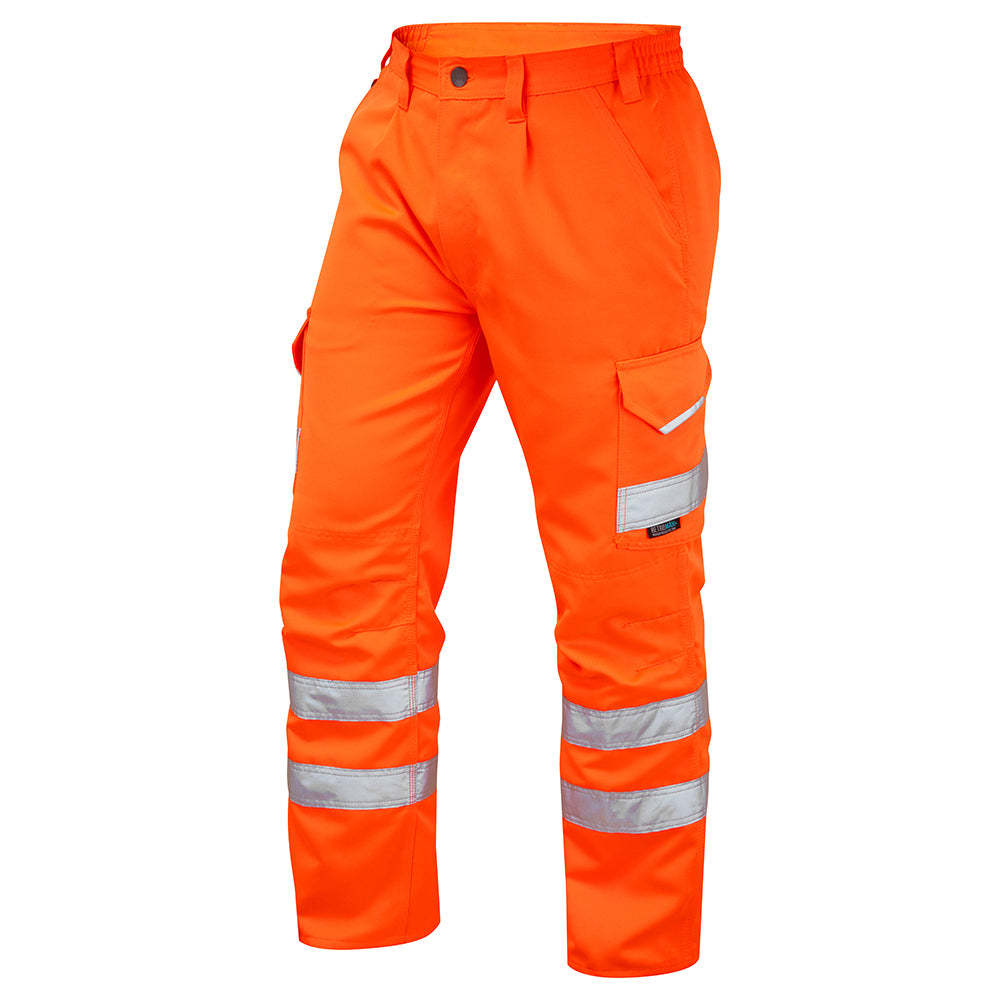 Leo BIDEFORD Hi-Vis Orange Cargo Work Trousers Class 1 CT01-O-LEO
