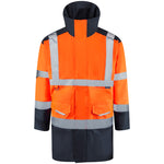 Leo TAWSTOCK Hi-Vis Orange Navy Rail Coat A01-O/NV-LEO