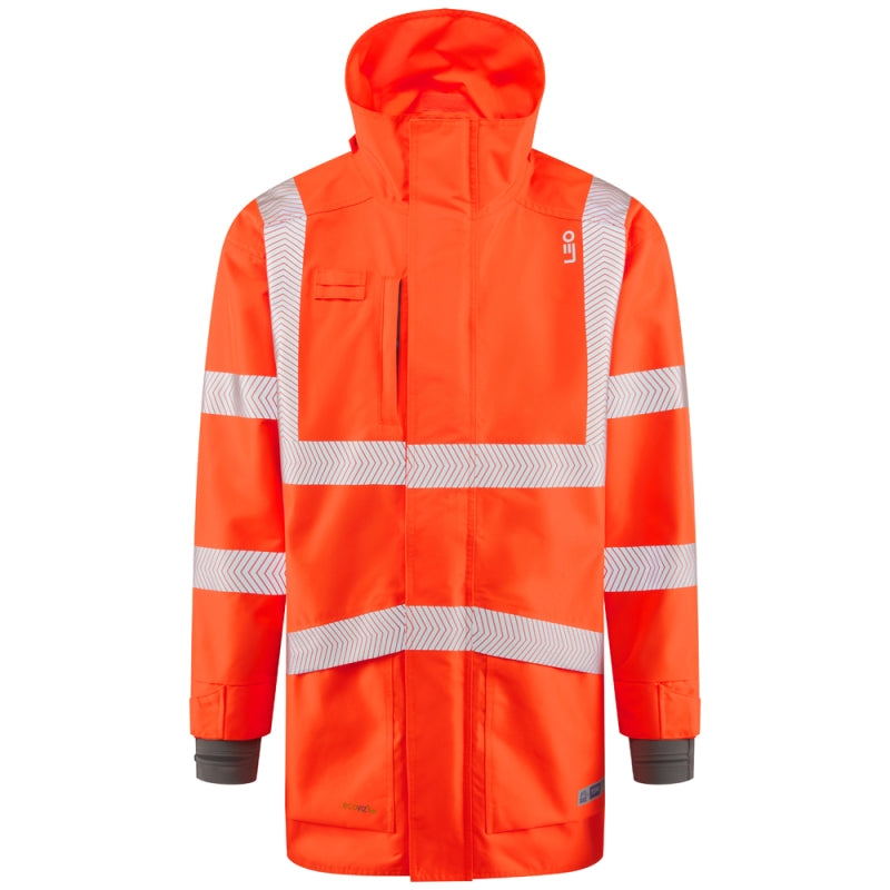 Leo CLOVELLY Hi-Vis Orange Waterproof Coat A04-O-LEO