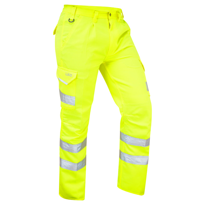 Leo BIDEFORD Hi-Vis Yellow Cargo Work Trousers Class 1 CT01-Y-LEO