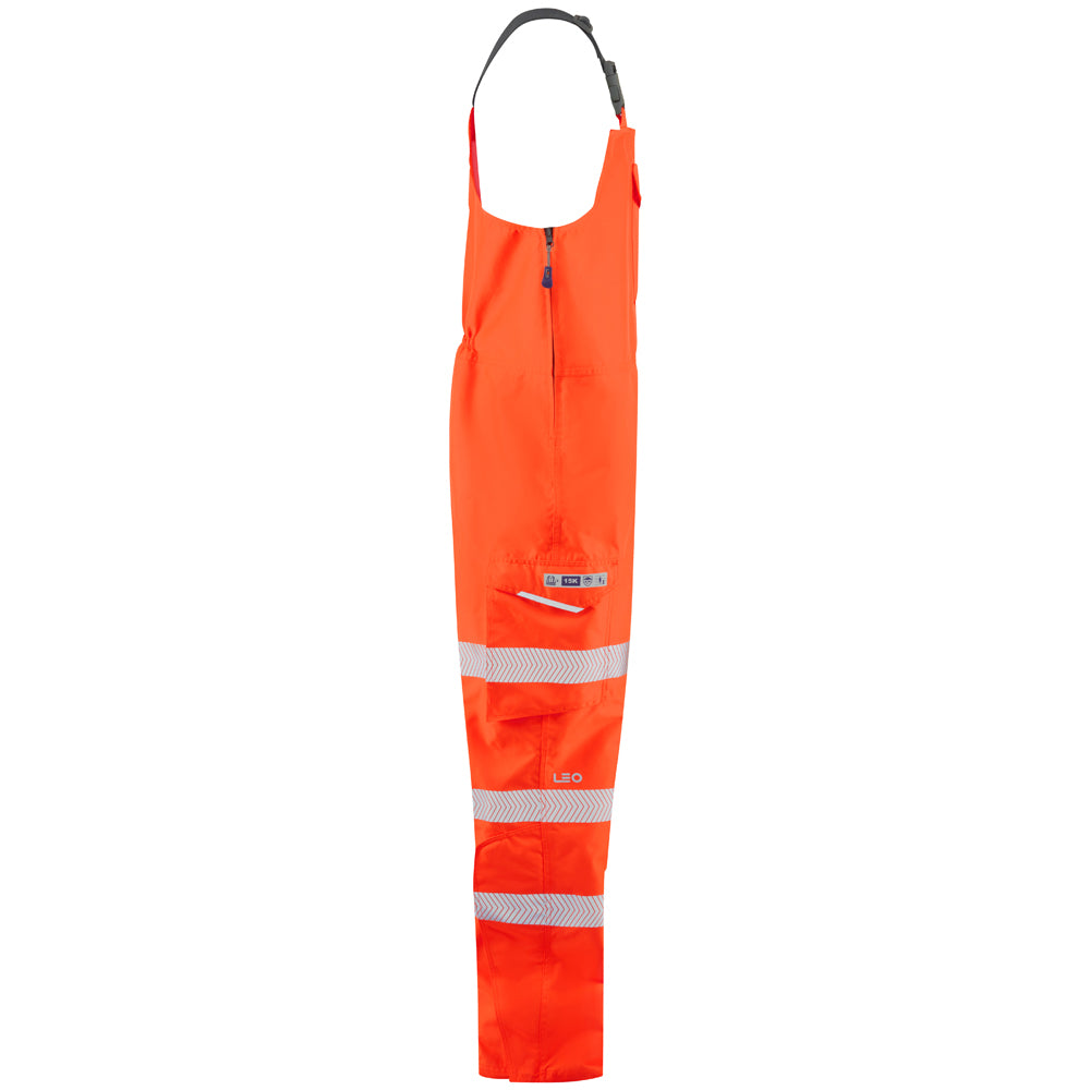 Leo NORTHAM Hi-Vis Orange Waterproof Bib & Brace Class 2 BB01-O-LEO