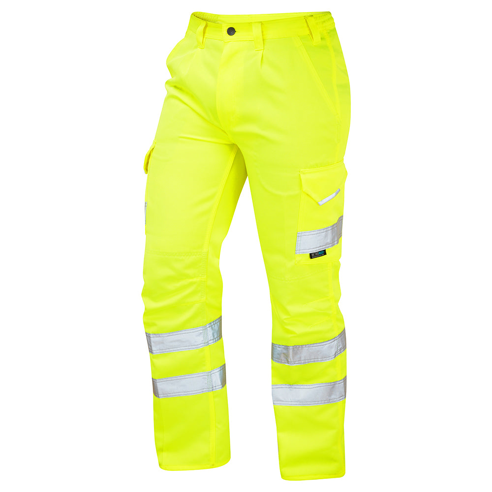 Leo BIDEFORD Hi-Vis Yellow Cargo Work Trousers Class 1 CT01-Y-LEO