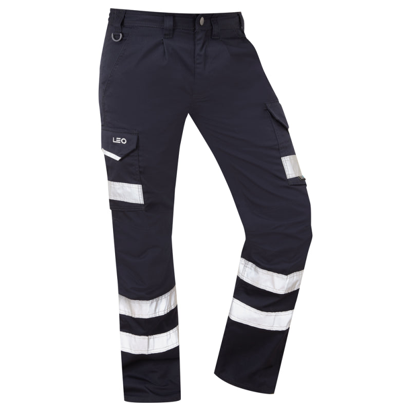 Leo ILFRACOMBE Navy Cargo Work Trousers with Knee Pad Pockets CT02-NV-LEO
