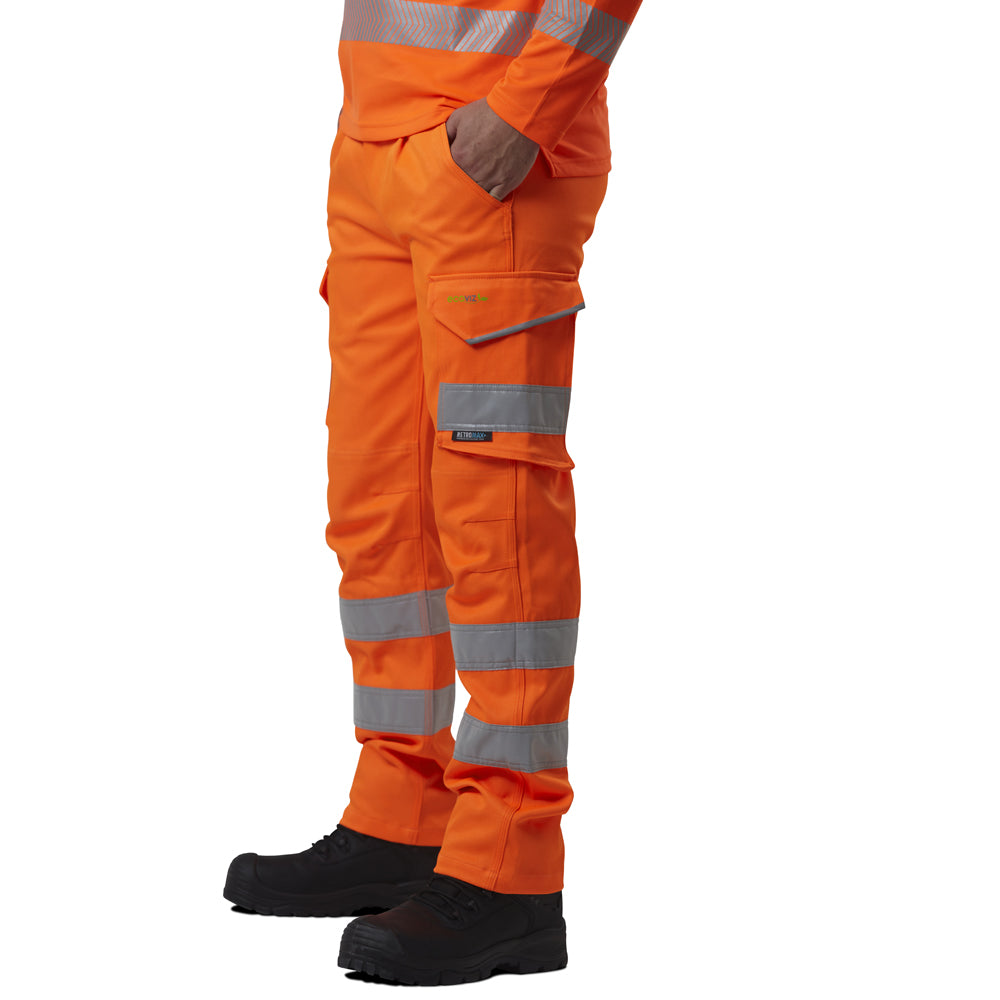 Leo KINGFORD Hi-Vis Orange Stretch Cargo Work Trousers Class 1 CT04-O-LEO