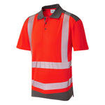 Leo PEPPERCOMBE Hi-Vis Red/Grey Polo Shirt P14-R/GY-LEO
