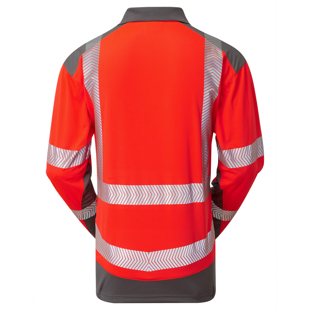 Leo WRINGCLIFF Hi-Vis Red/Grey Polo Shirt P15-R/GY-LEO