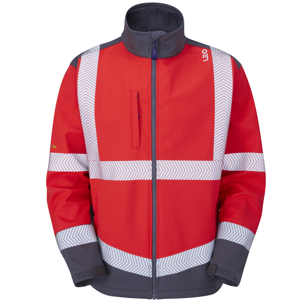 Leo BOWDEN Hi-Vis Red/Grey Softshell Jacket SJ02-R/GY-LEO