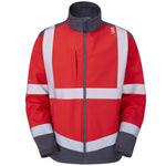 Leo BOWDEN Hi-Vis Red/Grey Softshell Jacket SJ02-R/GY-LEO