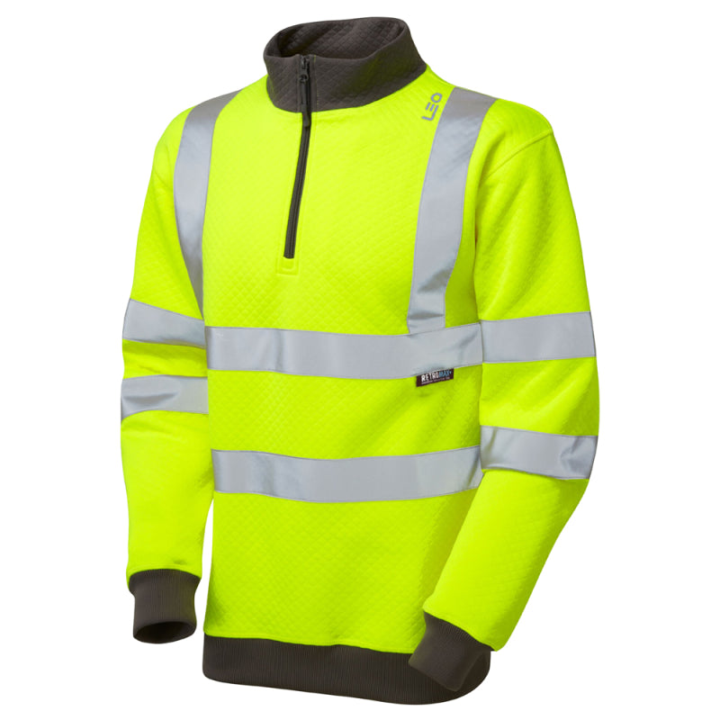 Leo BRYNSWORTHY Hi-Vis Yellow 1/4 Zip Sweatshirt SS01-Y-LEO