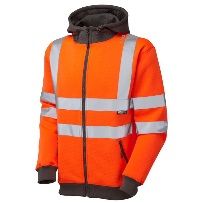 Leo SAUNTON Hi-Vis Orange Full Zip Hoodie SS02-O-LEO