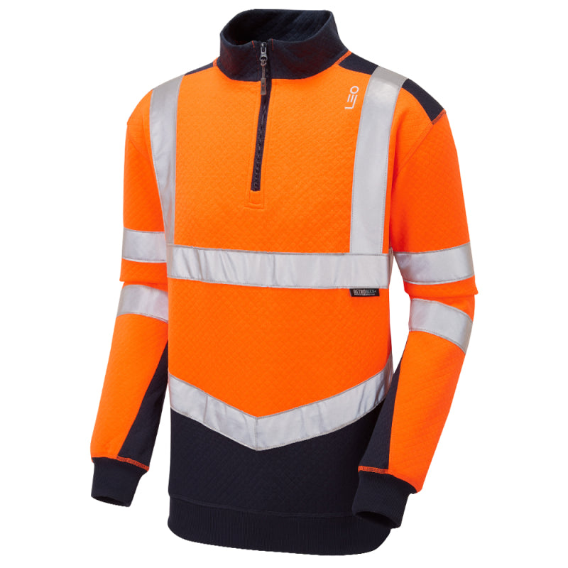 Leo TAPELEY Hi-Vis Orange/Navy 1/4 Zip Sweatshirt SS08-O/NV-LEO