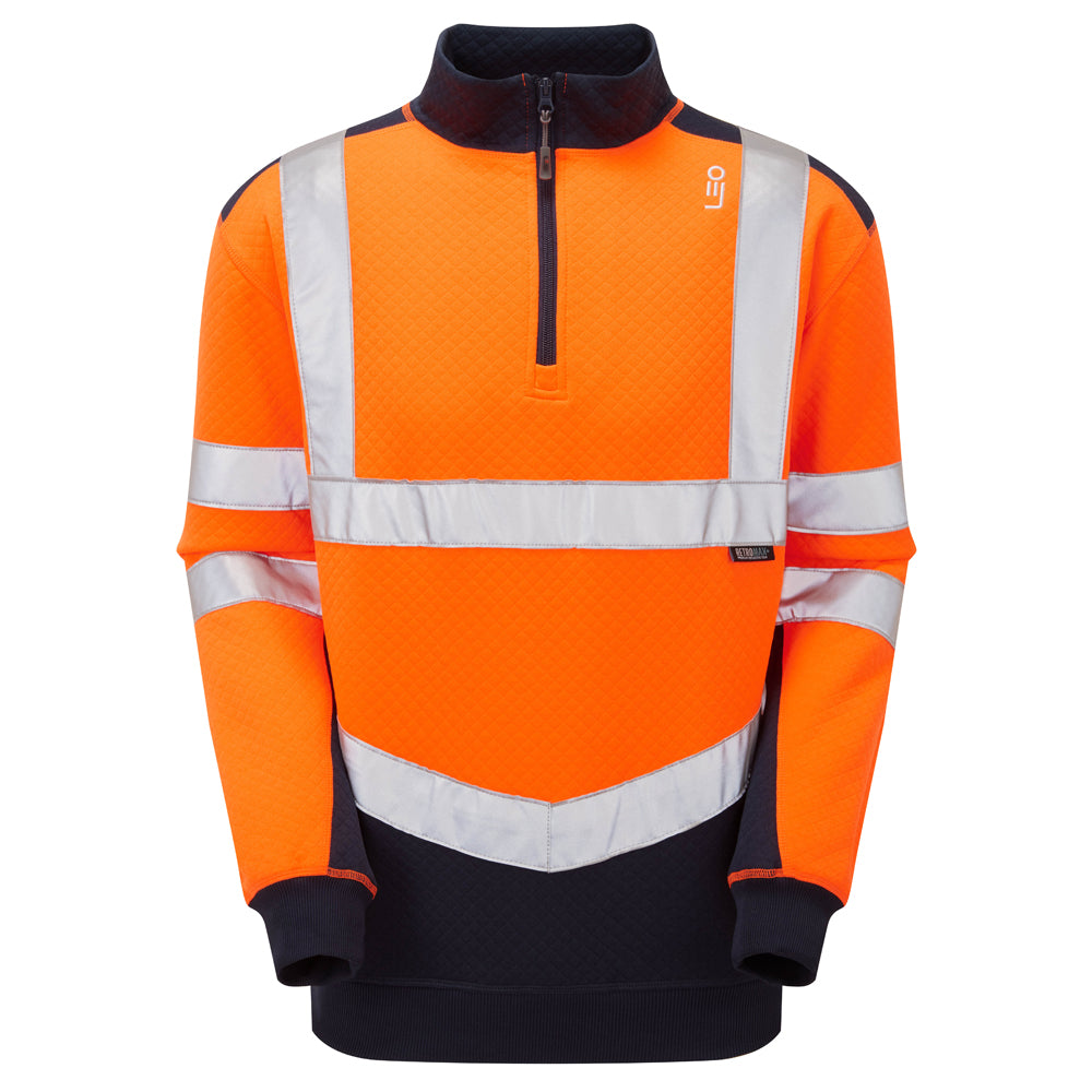 Leo TAPELEY Hi-Vis Orange/Navy 1/4 Zip Sweatshirt SS08-O/NV-LEO