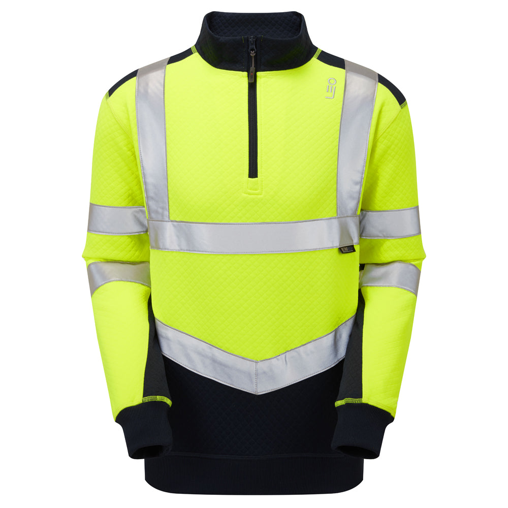Leo TAPELEY Hi-Vis Yellow/Navy 1/4 Zip Sweatshirt SS08-Y/NV-LEO