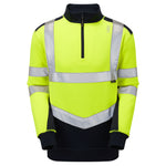 Leo TAPELEY Hi-Vis Yellow/Navy 1/4 Zip Sweatshirt SS08-Y/NV-LEO