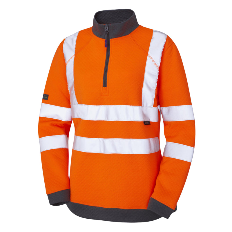 Leo ELBERRY Women's Hi-Vis Orange Zip Sweatshirt SSL01-O-LEO