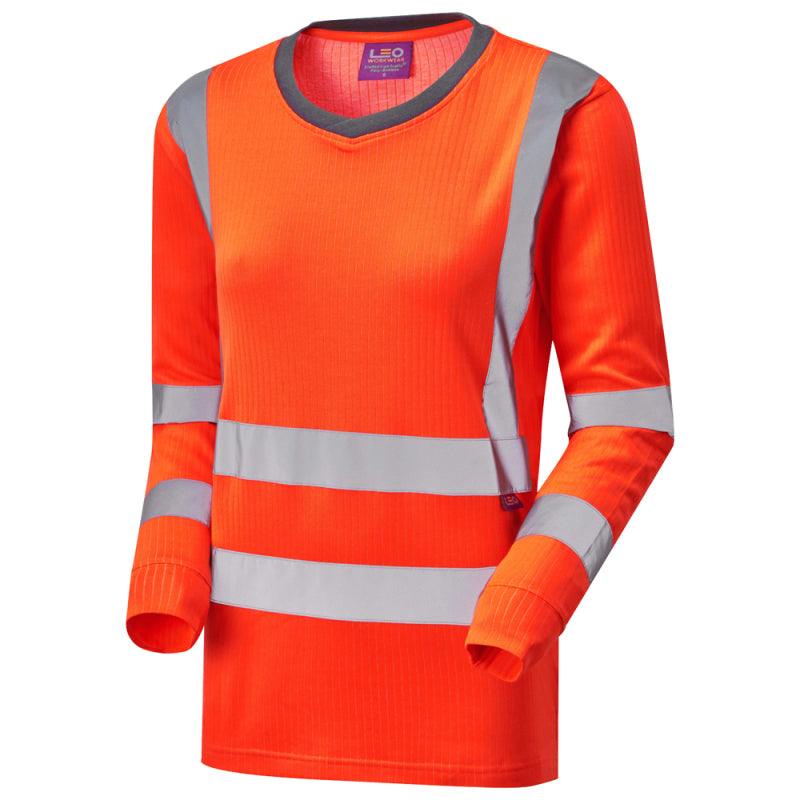 Leo LYDFORD Hi-Vis Orange Long Sleeve T-Shirt TL05-O-LEO
