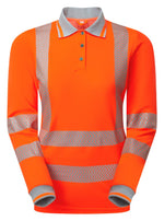PULSAR LIFE Women's Hi-Vis Orange Long Sleeve Polo LFE976-NB
