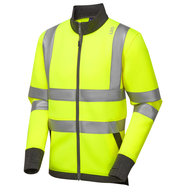 Leo ARGANITE Hi-Vis Yellow Stretch Mid Layer Jacket SS07-Y-LEO
