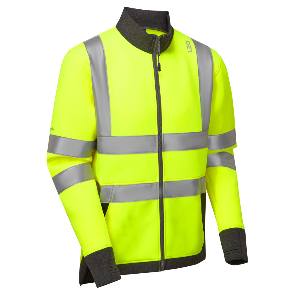 Leo ARGANITE Hi-Vis Yellow Stretch Mid Layer Jacket SS07-Y-LEO