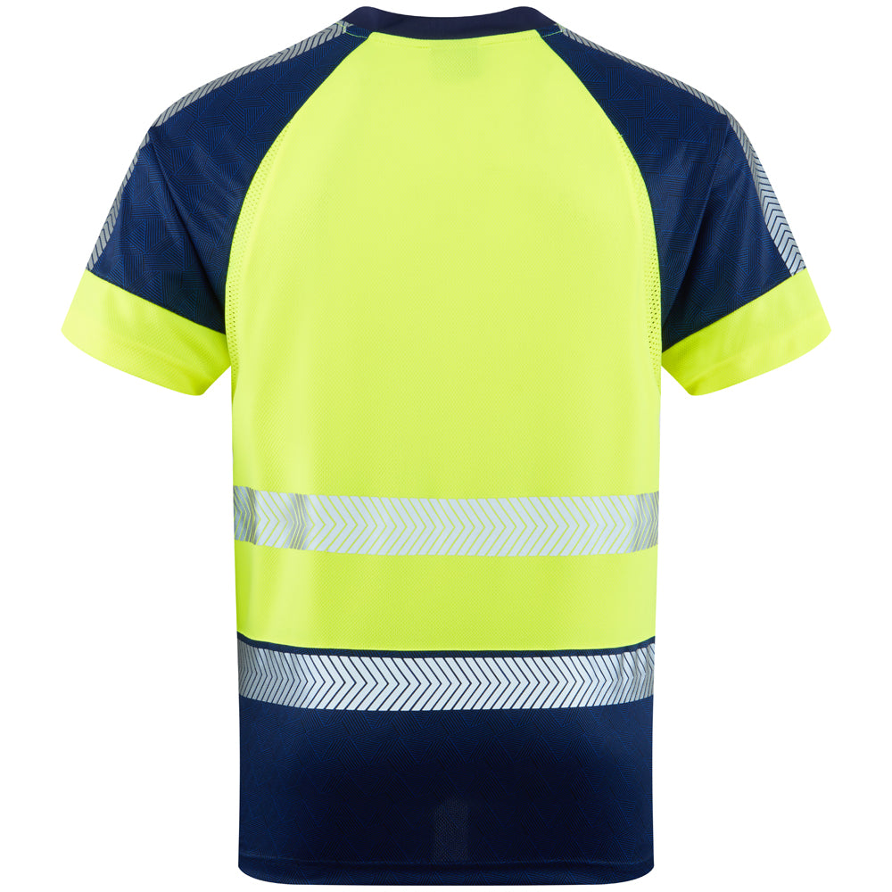 Leo FORDA Hi-Vis Yellow/Navy Print T-Shirt T16-Y/NP-LEO