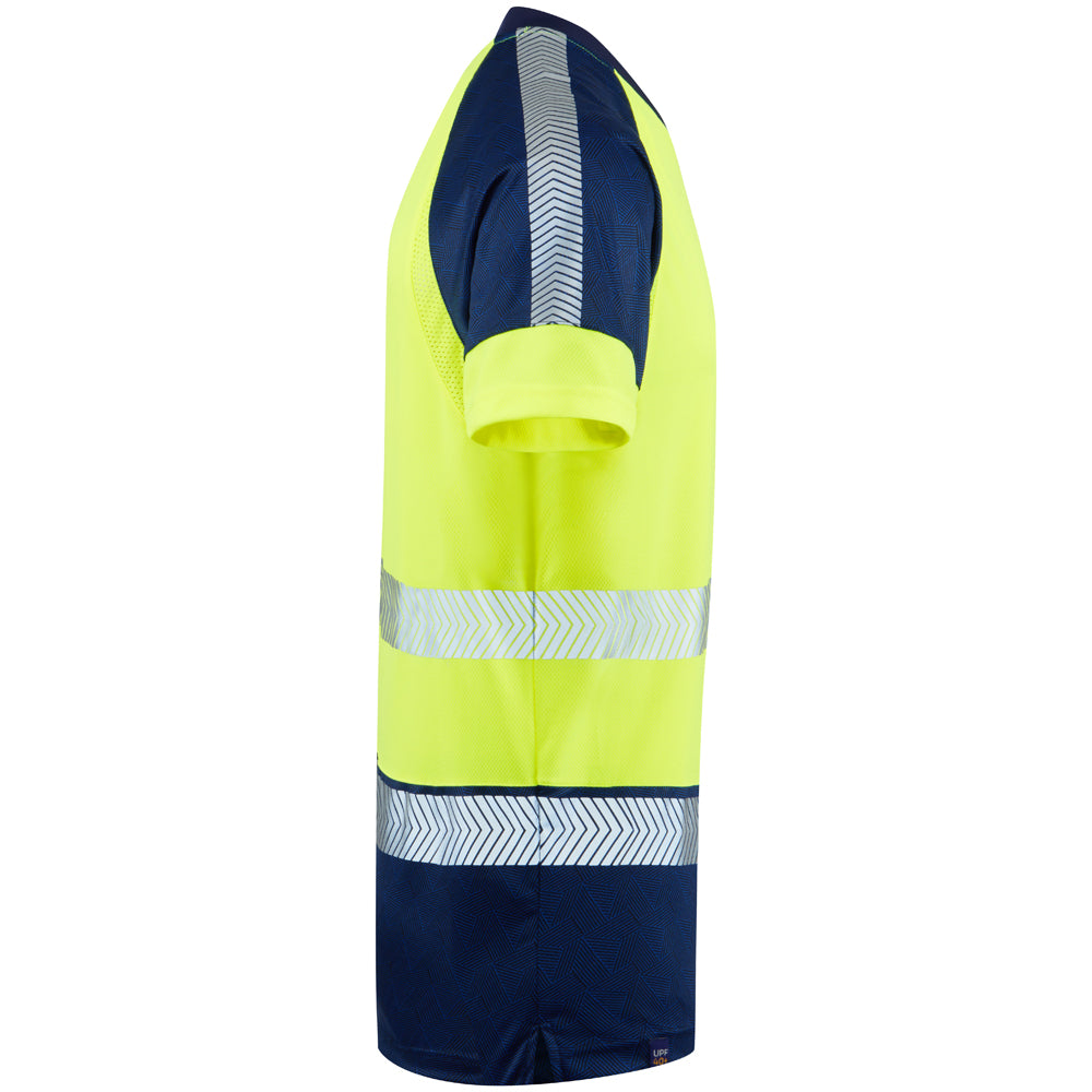 Leo FORDA Hi-Vis Yellow/Navy Print T-Shirt T16-Y/NP-LEO