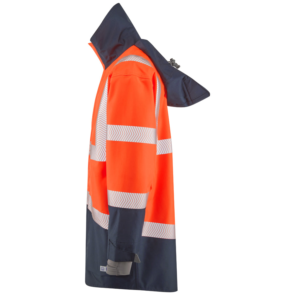 Leo CLOVELLY Hi-Vis Orange Navy Waterproof Coat A04-O/NV-LEO