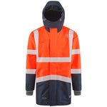 Leo CLOVELLY Hi-Vis Orange Navy Waterproof Coat A04-O/NV-LEO