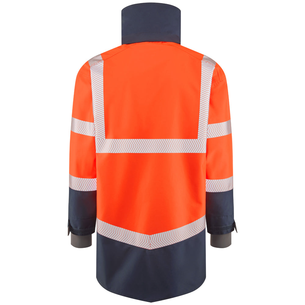 Leo CLOVELLY Hi-Vis Orange Navy Waterproof Coat A04-O/NV-LEO