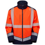 Leo BOWDEN Hi-Vis Orange/Navy Print Softshell Jacket SJ02-O/NP-LEO