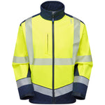 Leo BOWDEN Hi-Vis Yellow/Navy Print Softshell Jacket SJ02-Y/NP-LEO