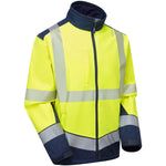 Leo BOWDEN Hi-Vis Yellow/Navy Print Softshell Jacket SJ02-Y/NP-LEO