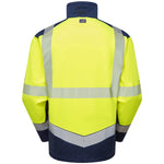 Leo BOWDEN Hi-Vis Yellow/Navy Print Softshell Jacket SJ02-Y/NP-LEO