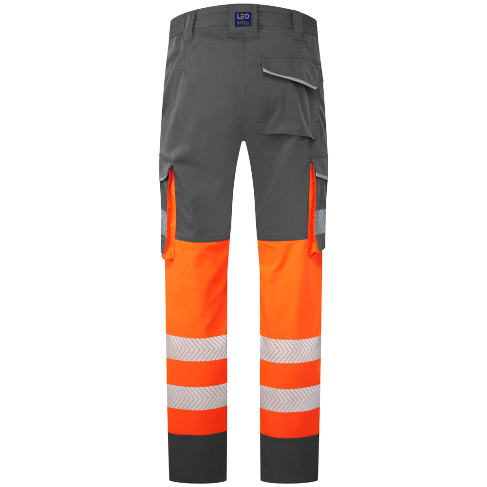 Leo WINSFORD Hi-Vis Orange Grey Stretch Work Trousers Class 1 CT05-O/GY-LEO