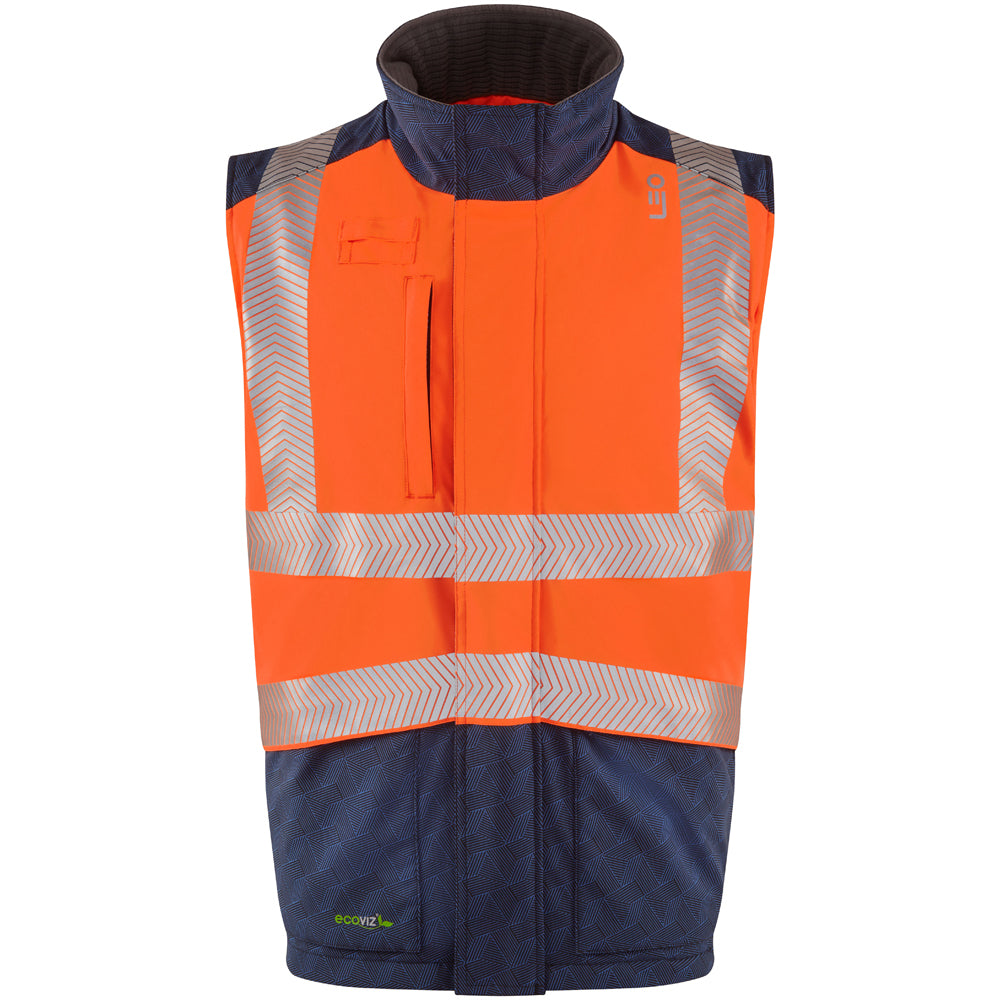 Leo HALSINGER Hi-Vis Orange/Navy Bodywarmer BW02-O/NP-LEO
