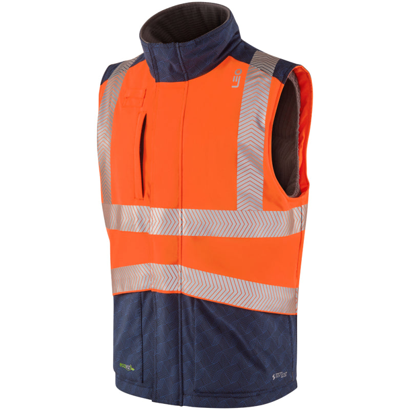 Leo HALSINGER Hi-Vis Orange/Navy Bodywarmer BW02-O/NP-LEO