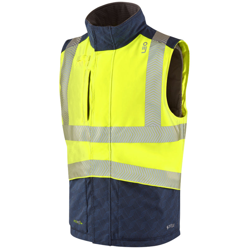Leo HALSINGER Hi-Vis Yellow/Navy Bodywarmer BW02-Y/NP-LEO