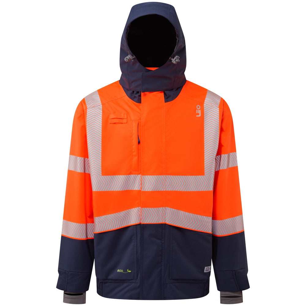 Leo DARTMOOR Hi-Vis Orange/Navy Waterproof Jacket J05-O/NV-LEO