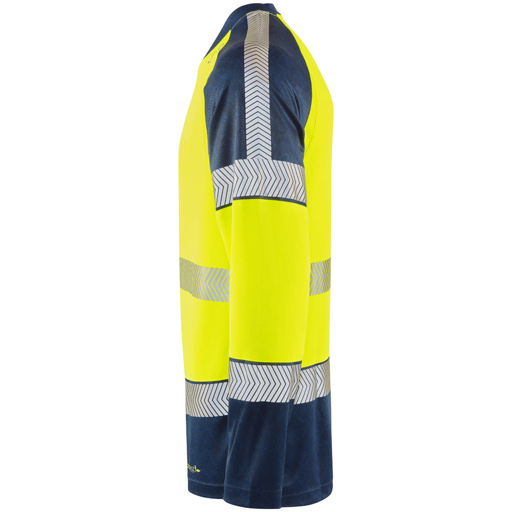 Leo RUDA Hi-Vis Yellow/Navy Print T-Shirt T17-Y/NP-LEO