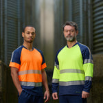 Leo RUDA Hi-Vis Yellow/Navy Print T-Shirt T17-Y/NP-LEO