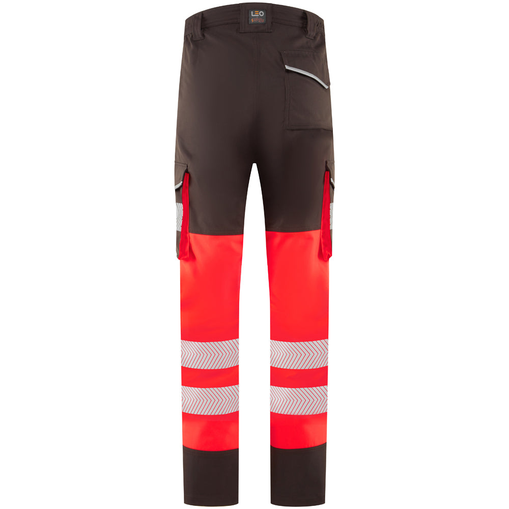 Leo WINSWELL Women's Hi-Vis Red/Grey Stretch Work Trousers CL05-R/GY-LEO