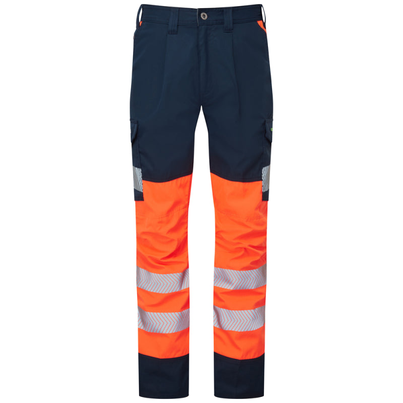 Leo WINSFORD Hi-Vis Orange Navy Stretch Work Trousers Class 1 CT05-O/NV-LEO
