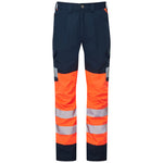 Leo WINSFORD Hi-Vis Orange Navy Stretch Work Trousers Class 1 CT05-O/NV-LEO