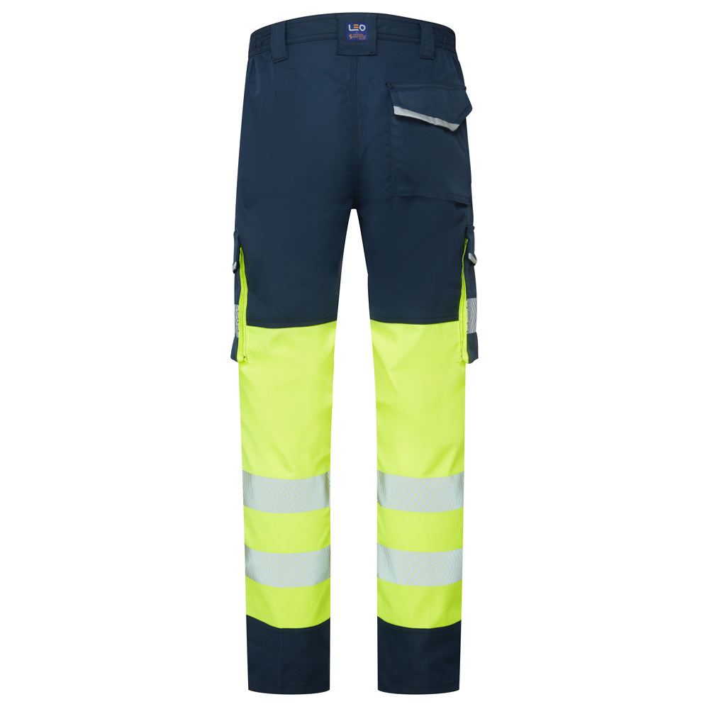 Leo WINSFORD Hi-Vis Yellow Navy Stretch Work Trousers Class 1 CT05-Y/NV-LEO