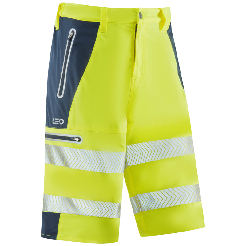 Leo KINGSLEY Hi-Vis Yellow/Navy Stretch Work Shorts SH06-Y/NV-LEO