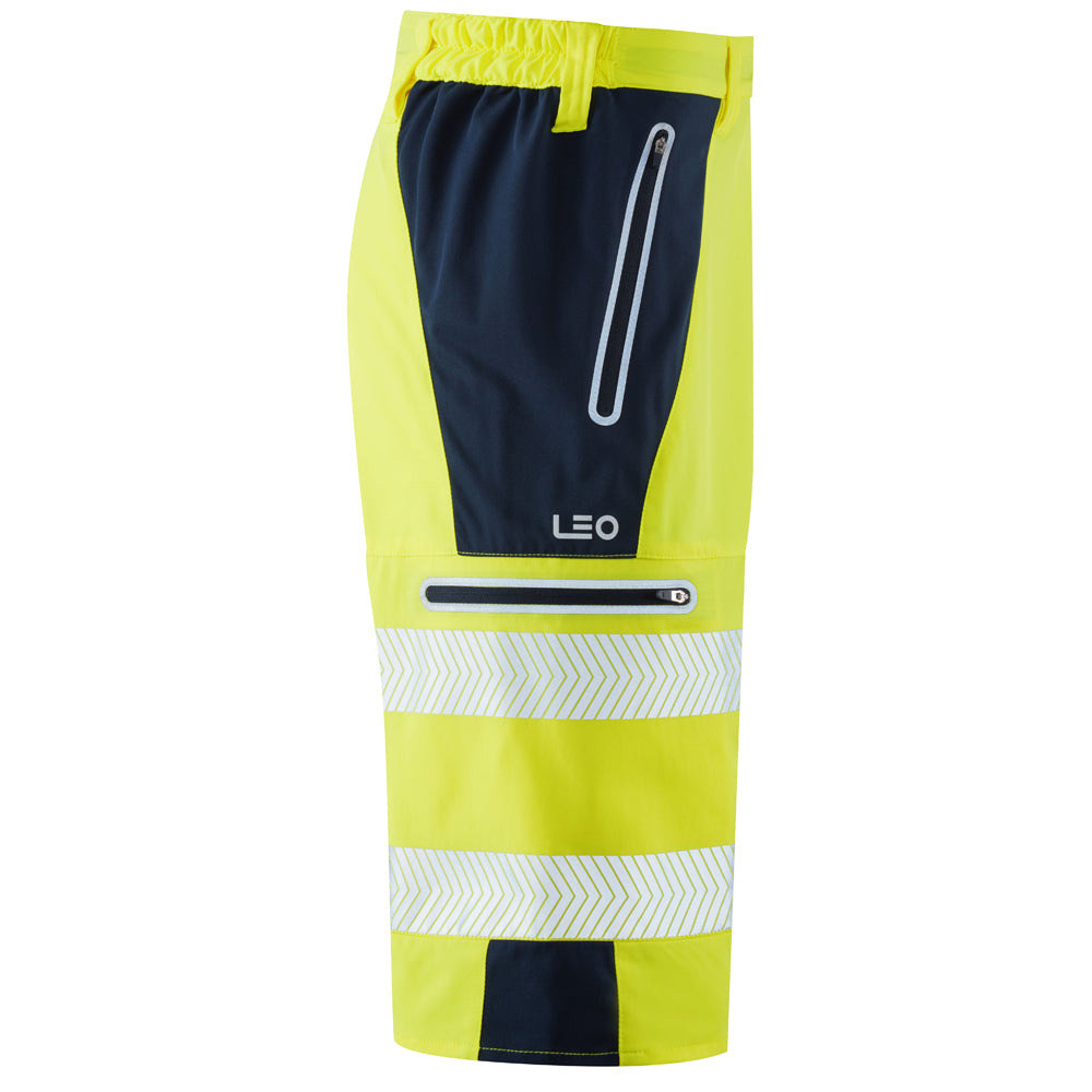 Leo KINGSLEY Hi-Vis Yellow/Navy Stretch Work Shorts SH06-Y/NV-LEO